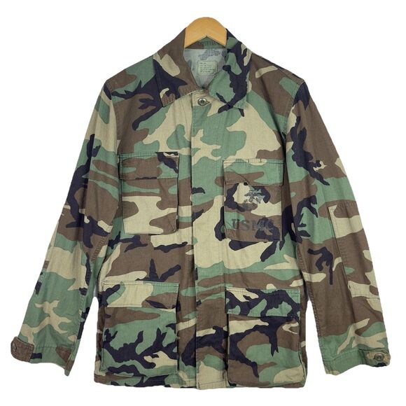USMC Military Camouflage Jacket Men’s Small Woodland Camo Twill BDU Combat Field - Picture 1 of 14